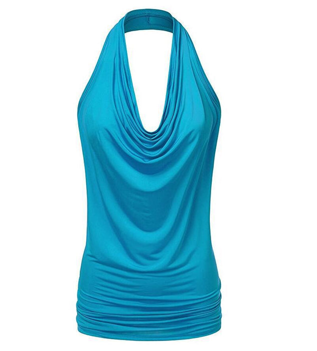 Base Shirt Solid Color Pullover Sleeveless T-shirt Women Pendant Backless Sexy Vest