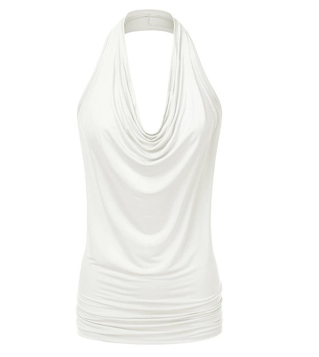 Base Shirt Solid Color Pullover Sleeveless T-shirt Women Pendant Backless Sexy Vest