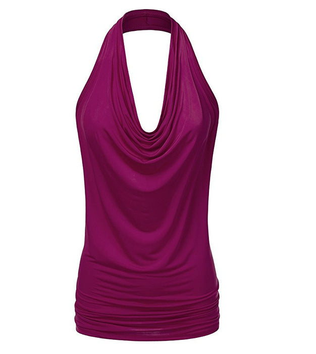 Base Shirt Solid Color Pullover Sleeveless T-shirt Women Pendant Backless Sexy Vest