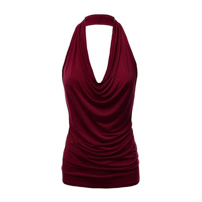 Base Shirt Solid Color Pullover Sleeveless T-shirt Women Pendant Backless Sexy Vest