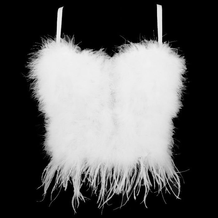 Camisole Women Performance Wear Socialite Exquisite Rhinestone Feather Tassel Outer Wear Sexy Inner Wear Tube Top