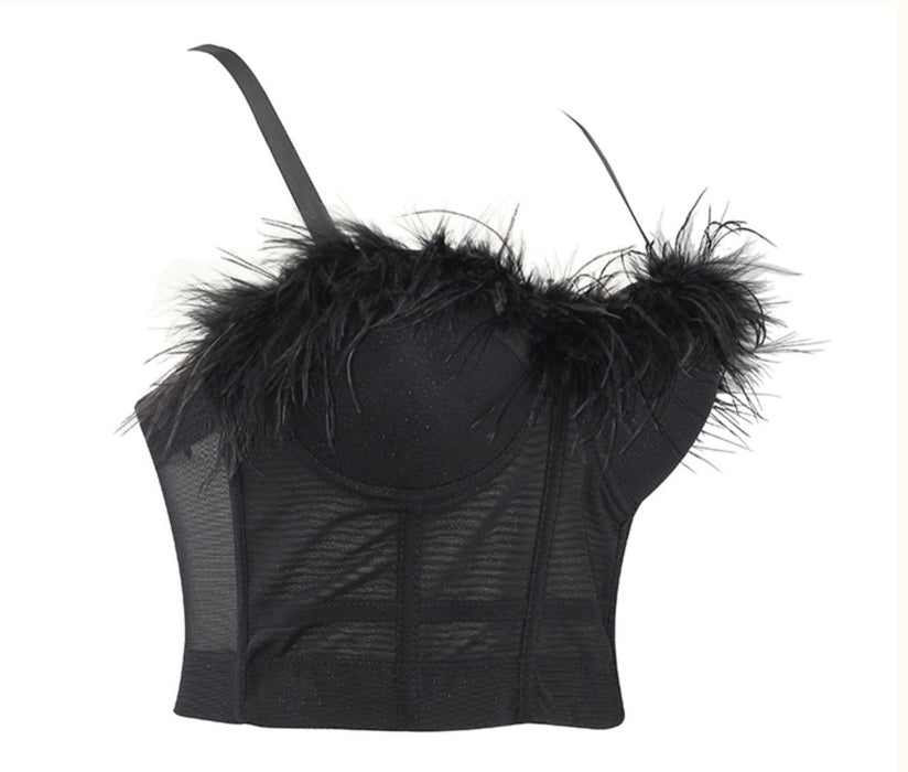 Camisole Women Performance Wear Socialite Exquisite Rhinestone Feather Tassel Outer Wear Sexy Inner Wear Tube Top