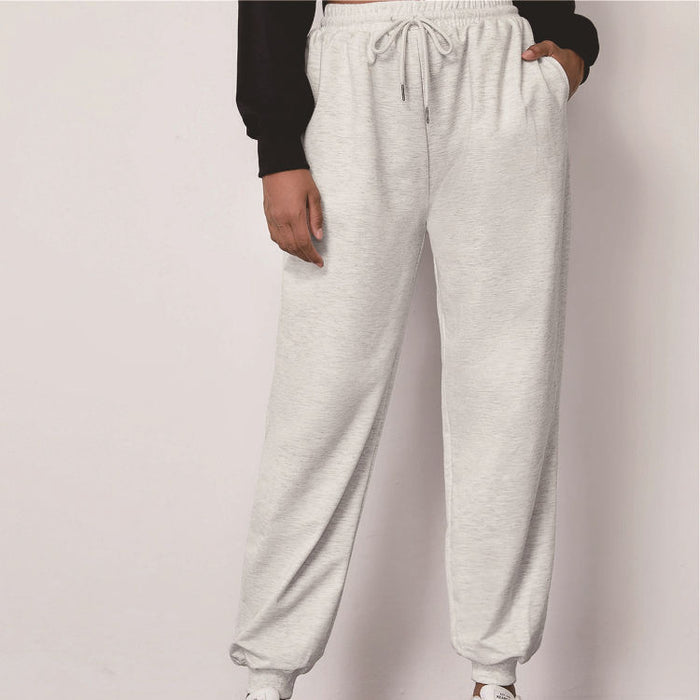 Harem Sweatpants Ins Casual Elastic Lace Solid Color Casual Trousers Sports Pants Women Ankle-tied