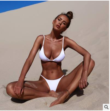 Women Split Solid Color Bikini Swimsuit Sexy Bikini