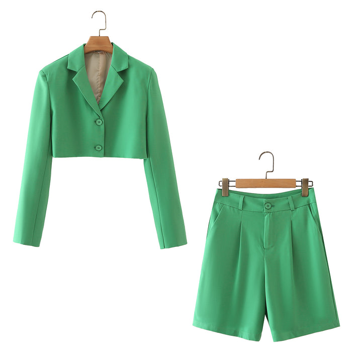 Autumn Women Clothing Green Short Suit Business Suit Shorts