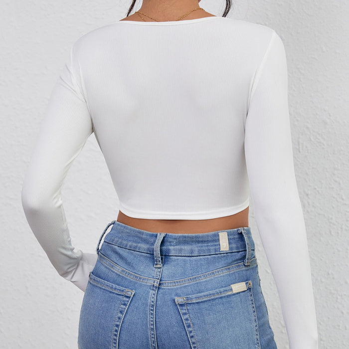 Vest Slim Fit Short Sexy Top Cropped Sexy All-Matching Outer Wear Super Long Sleeve Bottoming Shirt