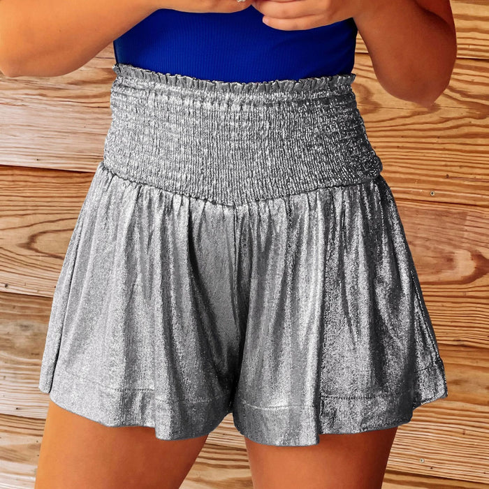 Casual Sports Women Shorts Loose Elastic Waist Drape Flash Pants