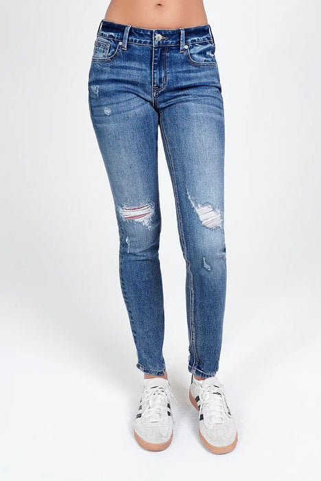 Ripped High Waist Elastic Slim Fit Cropped Jeans for Women