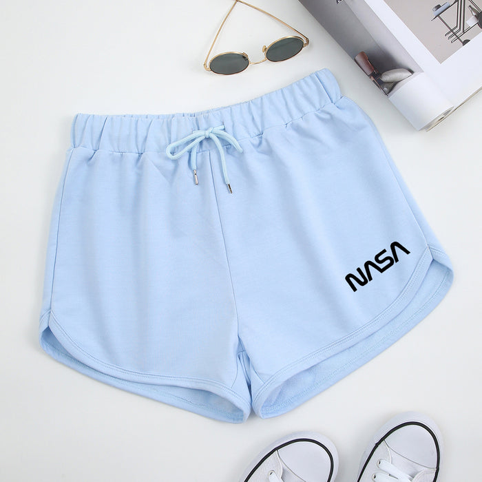 Summer Women Shorts Fashionable Sports Casual Simple Pants Nasa Letter Graphic Printing