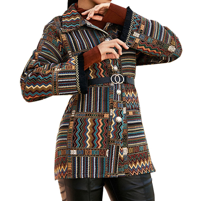 Coat Women Autumn Winter Ethnic Knitted Coat Women