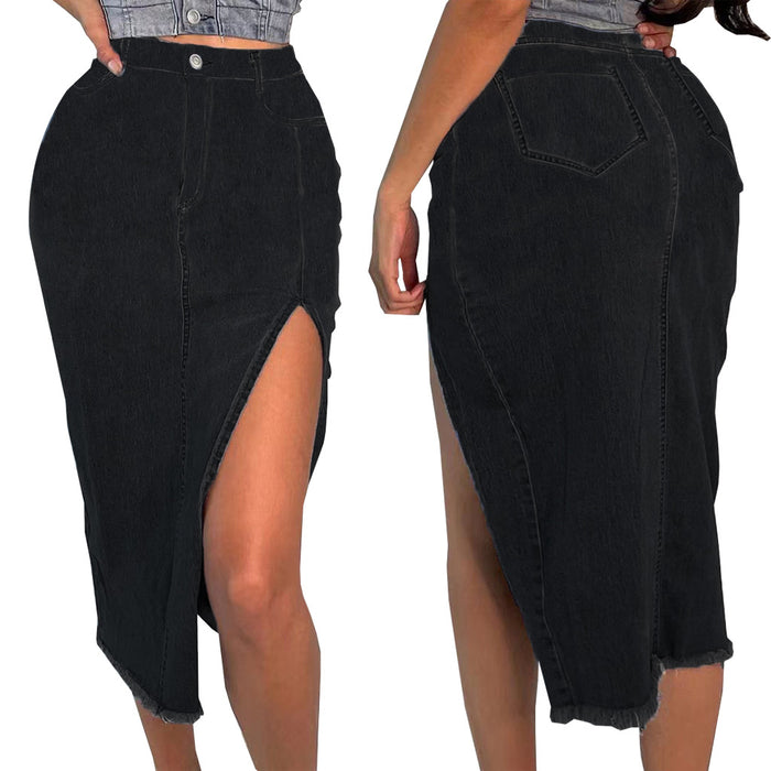 Women Hips Stretch All Matching Denim Long Skirts