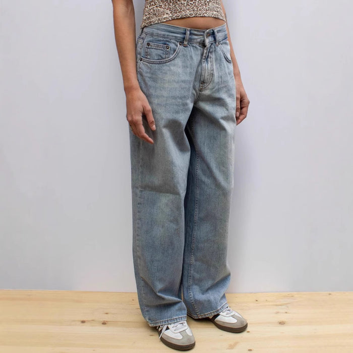 Washed Distressed Loose Wide Leg High Waist Sexy Denim Trousers Women