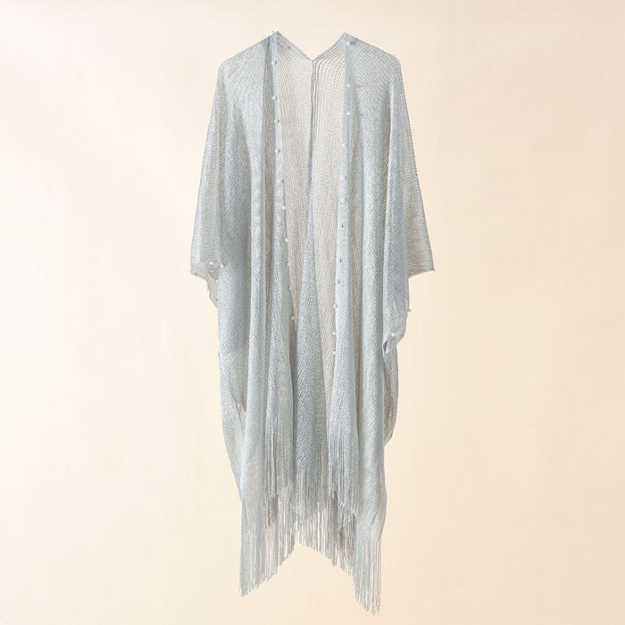 Street Spring Summer Sun Protection Solid Color Pearl Tassel Cardigan Shawl