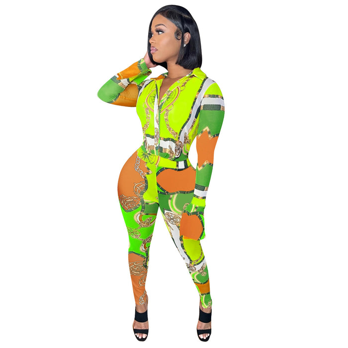 Women Clothing Sexy Slim Positioning Printing Jumpsuit Women Clothing