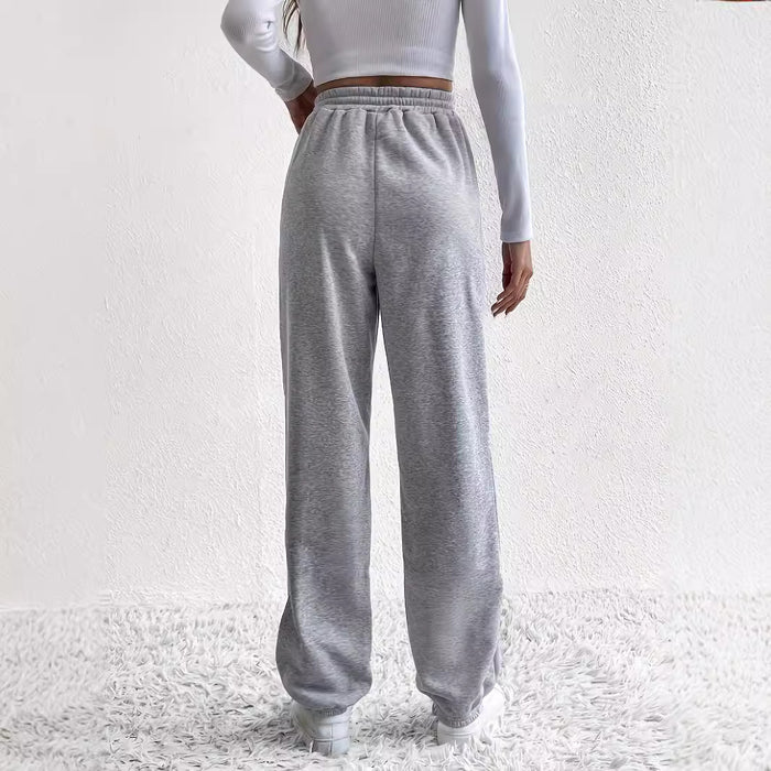 Women Clothing Pants Gray Pants Loose Straight Casual Pants Ankle Tied Wide Leg Sweatpants Drawstring Sports Pants Women