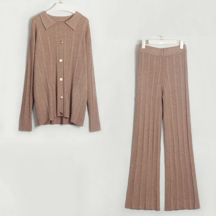 Two Piece Set Slim Solid Color Sweaters Suit