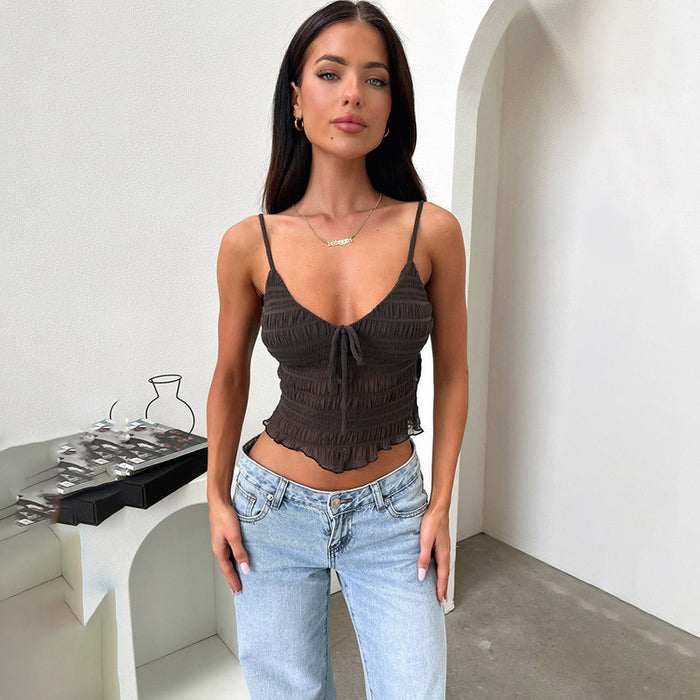 Spring Sexy Cropped Sexy Top Fashionable Texture Camisole for Women