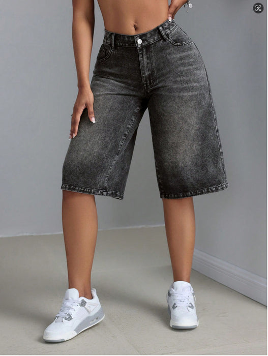 Women Clothing Street Wide Leg Pants Denim