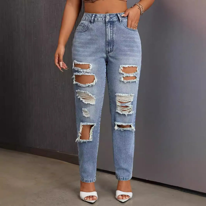 Women Clothing Slimming Skinny Pants Ripped Jeans