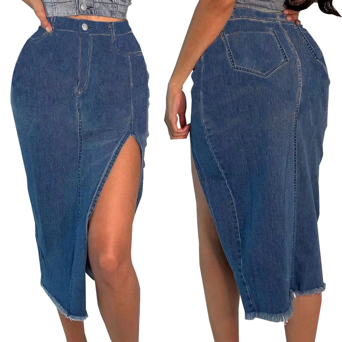 Women Hips Stretch All Matching Denim Long Skirts