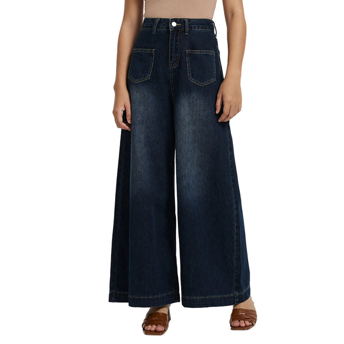 Denim Women Loose Drooping High Waist Wide Leg Jeans Women Jeans