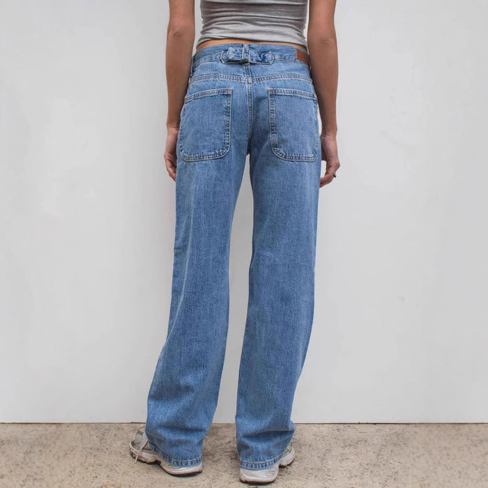 Washed Distressed Loose Wide Leg High Waist Sexy Denim Trousers Women