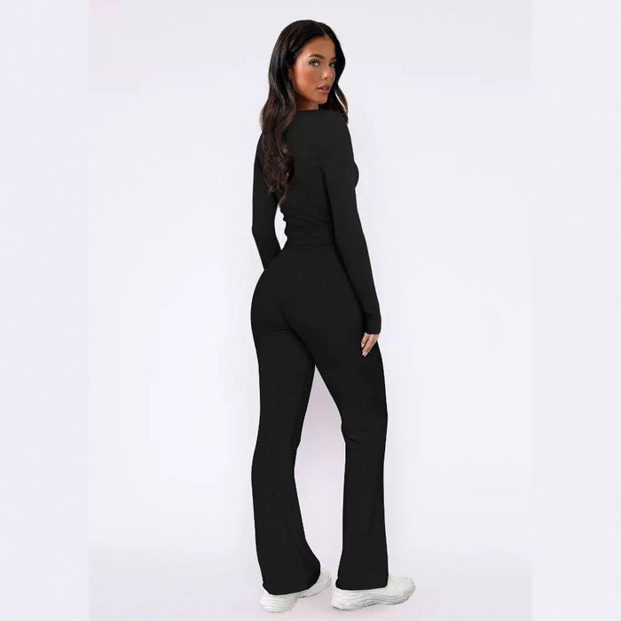 Sweet Spicy Long Sleeved Shirt Casual Pants Two Piece Set Set Women