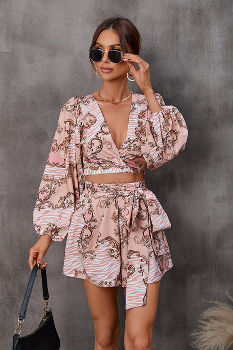 Women Clothing Station Autumn Printing Long Sleeve Set