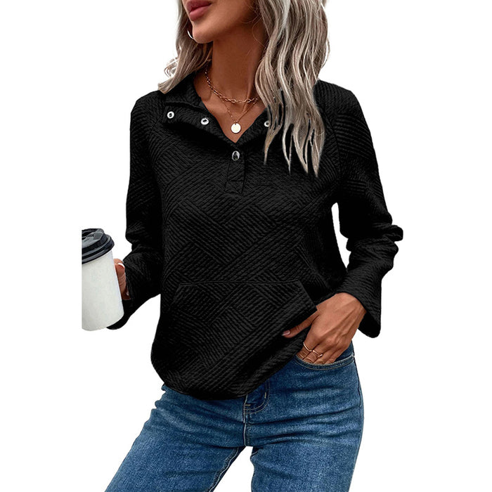 Autumn Winter Solid Color Pullover Sweatshirt Women Casual All Match V neck Long Sleeve Top Women