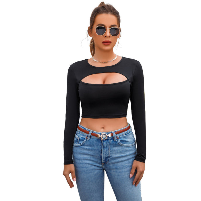 Cropped Top Bottoming Shirt Women Clothing Summer Sexy Long Sleeve sexy T-shirt for Women