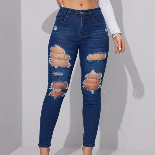 Stretch Slimming Holes Pants Jeans for Women