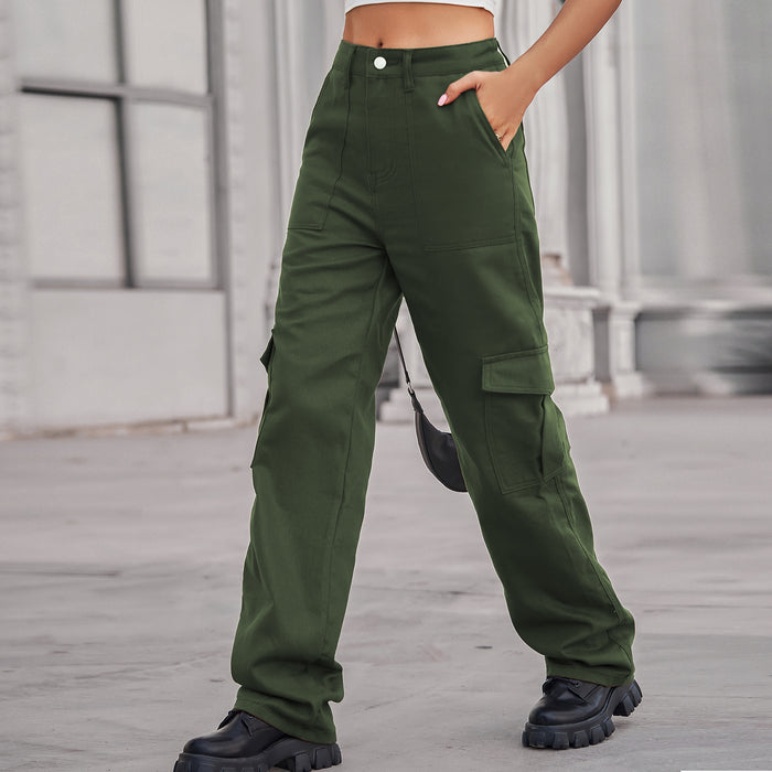 Semi Elastic Design Personality All Matching Work Clothes Trousers Women