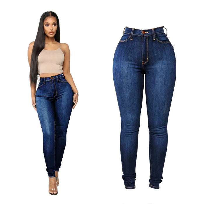 Spring Women Wear High Waist High Elasticity Slim Fitting Ankle Tied Pen Holder Women Jeans