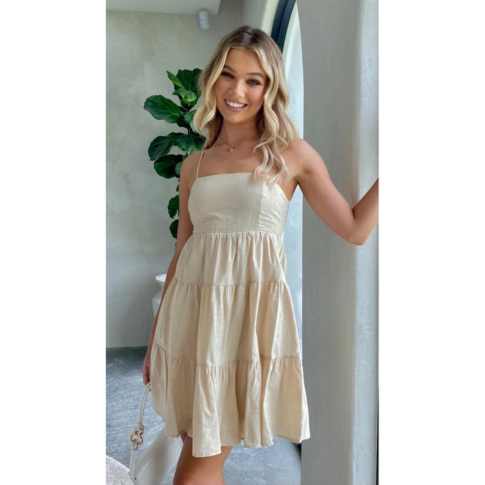 Sundress Sundress Spring Summer Solid Color Fresh Sweet Spaghetti Strap Short Dress