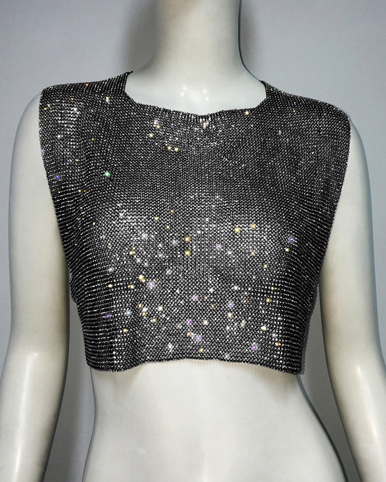 Women Clothing Metal Mesh Diamond Top Sexy Chain Vest Rhinestone Sling Women