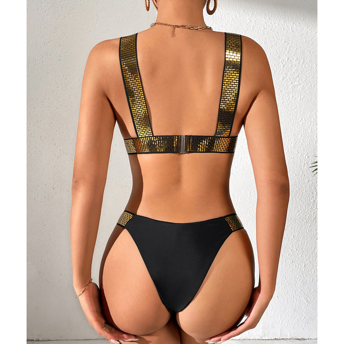 Swimsuit Outer Single Solid Color Special Golden Elastic Bikini Women Seperated Swimwear Triangle Bikini