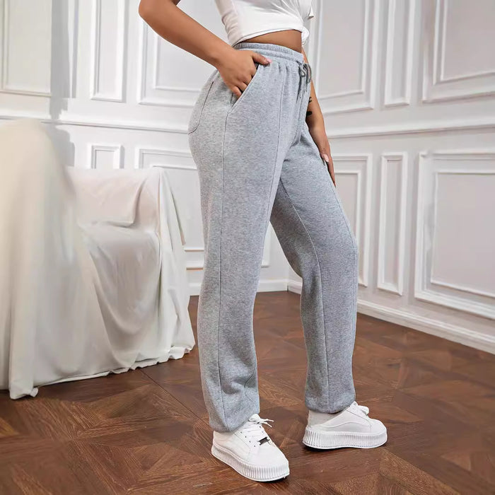 Pants Popular Drawstring Sports Pants Women Two Way Wear Ankle Tied Loose Straight Wide-Leg Pants Slim Casual Sweatpants