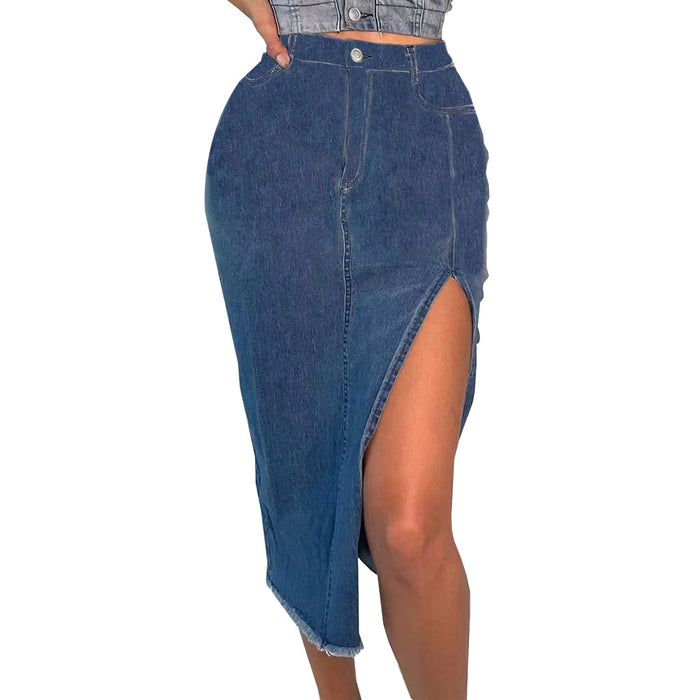 Women Hips Stretch All Matching Denim Long Skirts