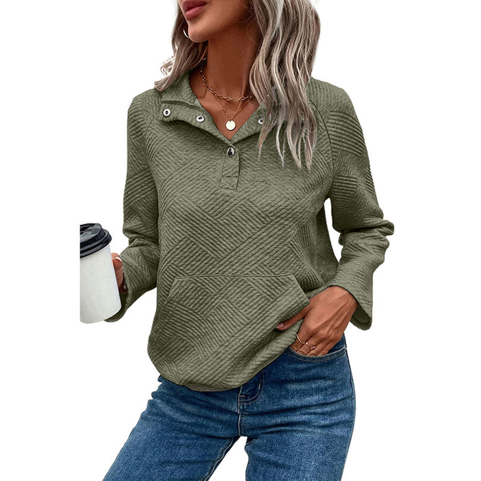 Autumn Winter Solid Color Pullover Sweatshirt Women Casual All Match V neck Long Sleeve Top Women