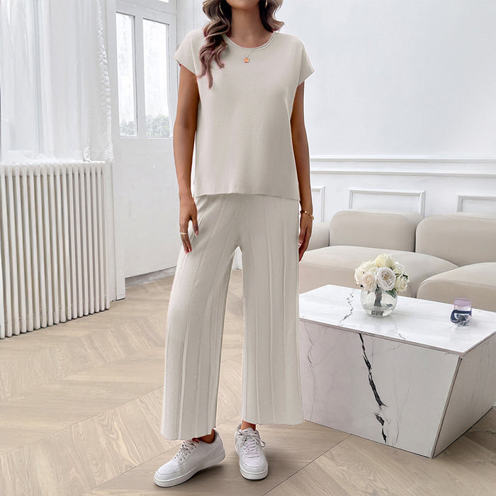 Spring Summer Women Clothing Casual Solid Color Sweater Suit