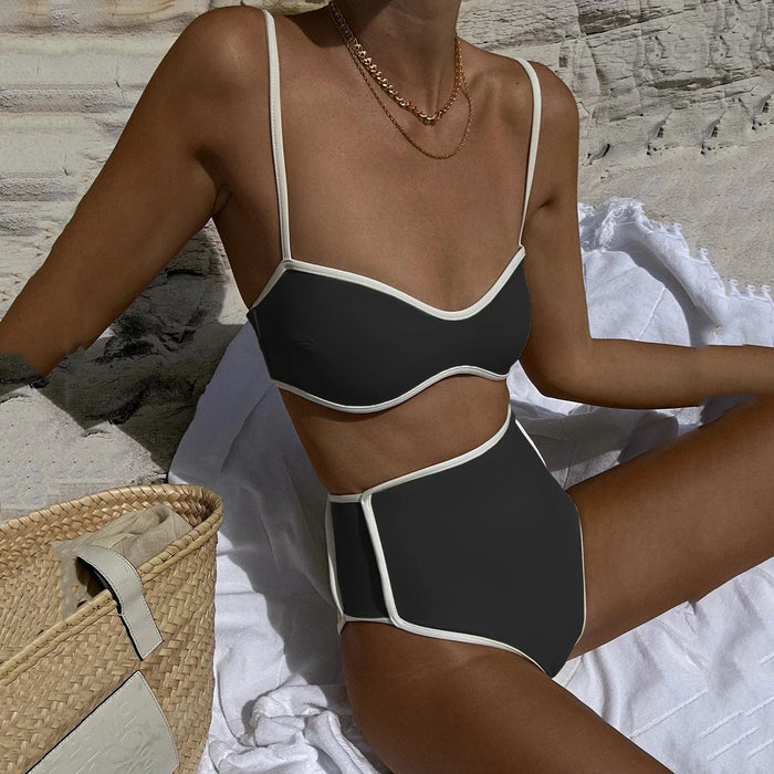 Bikini High Waist Bikini Stitching Sexy Split Women Swimsuit Swimsuit