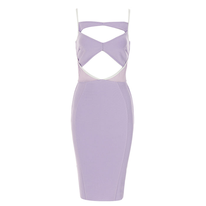 Dress Bandage Dress Simple Sexy Cutout Irregular Asymmetric Stitching Mesh Slim Fit Dress