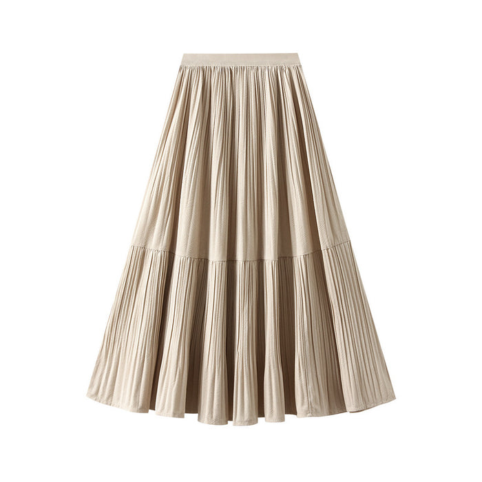 Autumn Vintage Velvet Pleated Skirt Women Skirt Autumn Winter Gold Velvet Dress Midi Dress