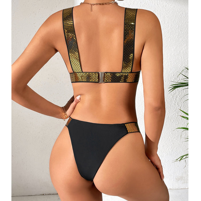 Swimsuit Outer Single Solid Color Special Golden Elastic Bikini Women Seperated Swimwear Triangle Bikini