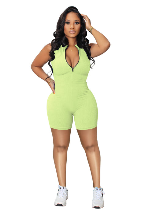 Multi Color Sports Women Zipper Sleeveless Jumpsuit