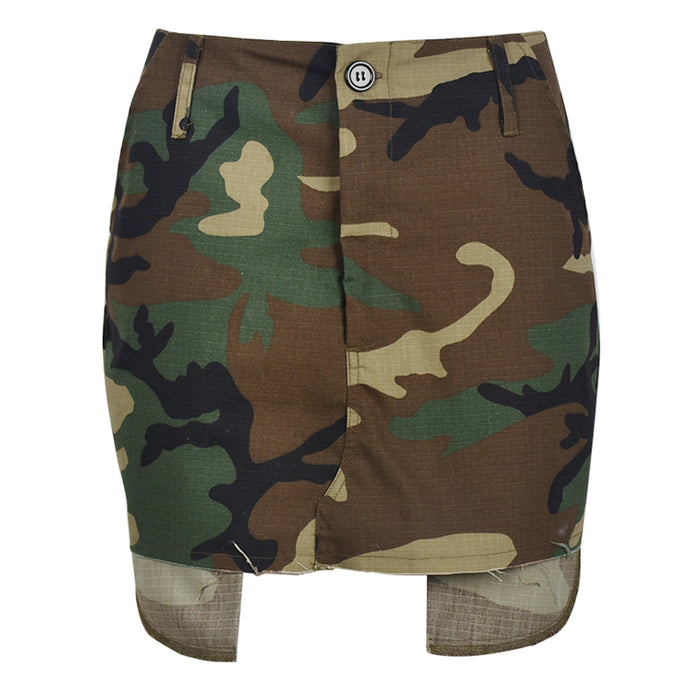 Women Clothing Summer Camouflage Skirt Camouflage Wrapped Skirt