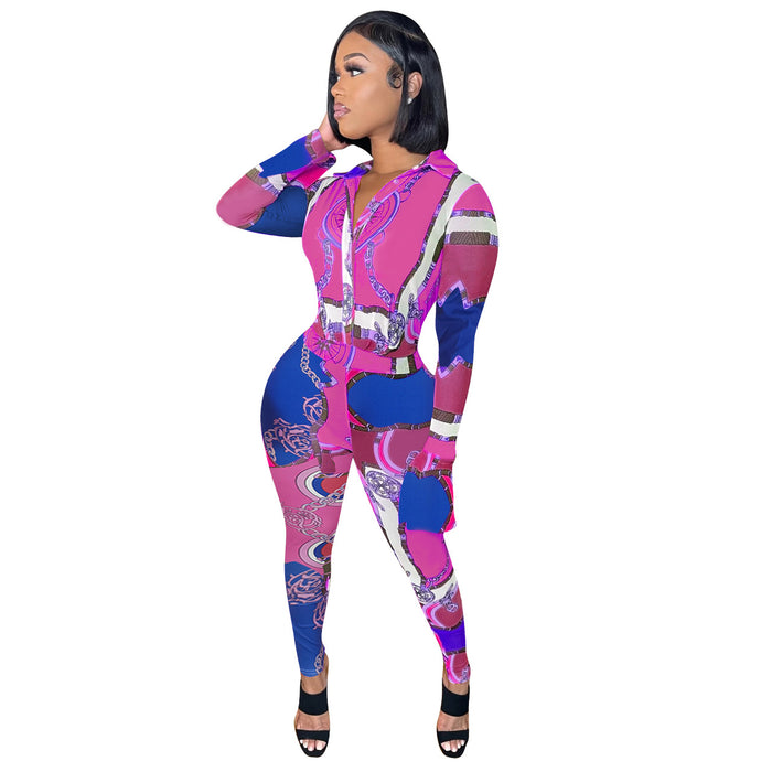 Women Clothing Sexy Slim Positioning Printing Jumpsuit Women Clothing