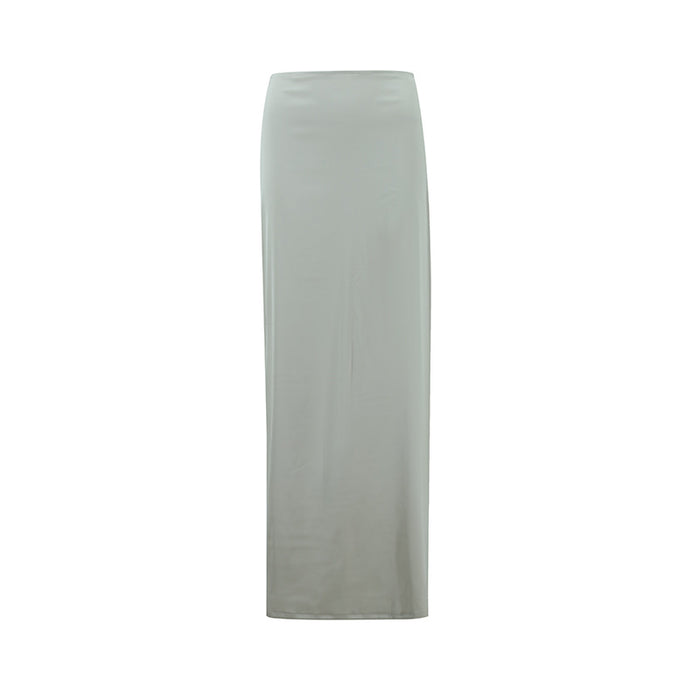 Socialite Autumn Winter High-Grade Solid Color Slim Fit Maxi Dress Irregular Asymmetric Drape Flab Hiding Skirt