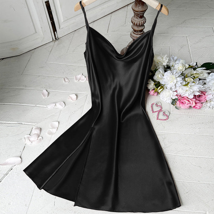 Artificial Silk Camisole Lace Bathrobe Pajamas Women Bathroom Summer Thin Sexy Long Ice Silk Robe