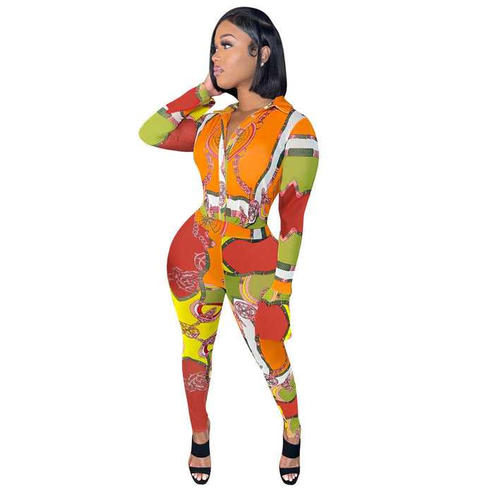 Women Clothing Sexy Slim Positioning Printing Jumpsuit Women Clothing